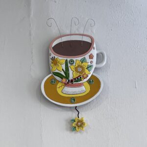 Wanduhr Tasse Sonnenblumen