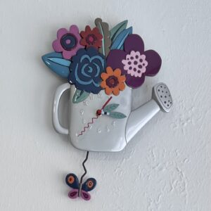 Wanduhr Blumenkanne Silber